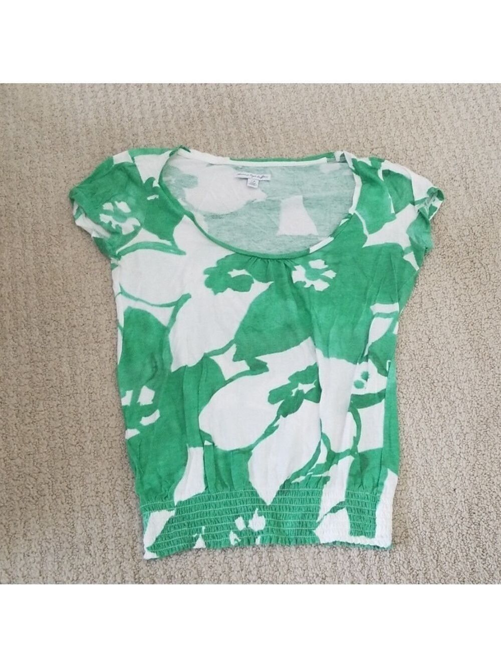 AE Floral Top Green White